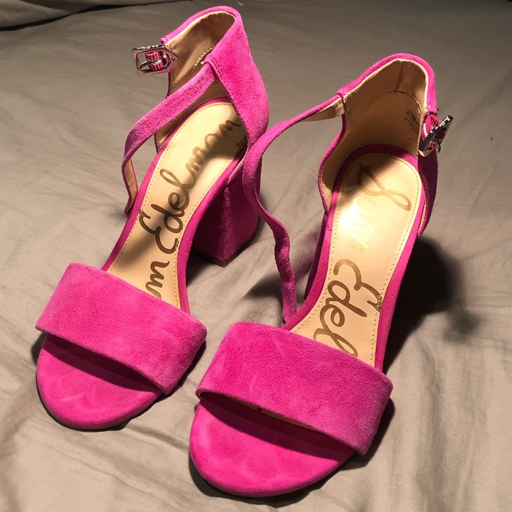 Sam Edelman Torrence Open Toe Suede Pink Sandals